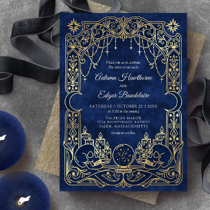 Invitation Mariage Tarot Céleste Gothique Bleu