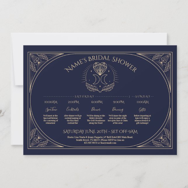 Invitation Mariage Tarot Lune Coeur Itinéraire Fête des marié (Devant)