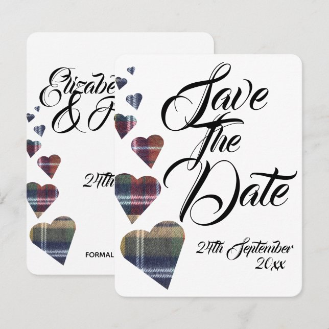 Invitation Mariage Tartan Date à Sauvegarder (Devant / Derrière)