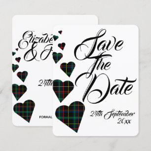 Invitation Mariage Tartan Vert Enregistrer La Date