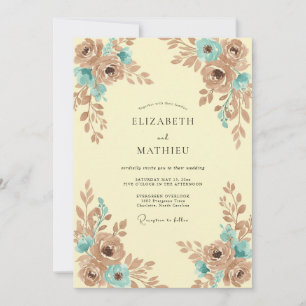 Invitation Mariage Taupe Aqua Rose