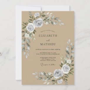 Invitation Mariage Taupe Argent Rosé