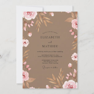 Invitation Mariage Taupe Blush Petal