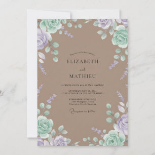 Invitation Mariage Taupe Menthe Pétales
