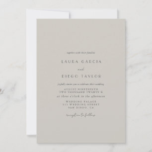 Invitation Mariage Taupe Moderne Écriture Formel