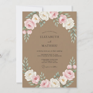 Invitation Mariage Taupe Pastel Petale