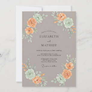 Invitation Mariage Taupe Pétales d'Abricot