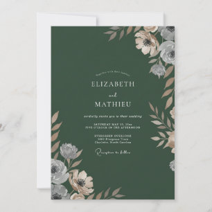 Invitation Mariage Taupe Ranunculus Forêt Eucalyptus