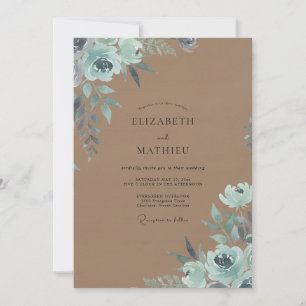 Invitation Mariage Taupe Seafoam Blossom
