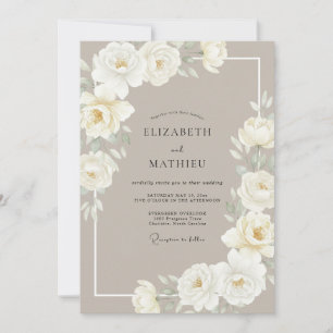 Invitation Mariage Taupe Soft White Peony
