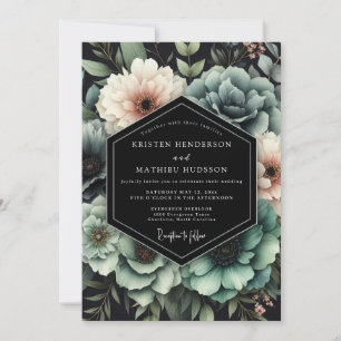 Invitation Mariage Teal Chiaroscuro Bloom