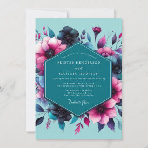 Invitation Mariage Teal Fuchsia Humeur Fleurie