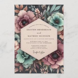Invitation Mariage Teal & Mauve Moody Bloom