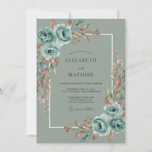 Invitation Mariage Teal Verdoyant Florissant