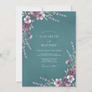 Invitation Mariage Teal Violet Wisteria