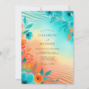 Invitation Mariage Teinté de Soleil sur la Côte de Teinte Tur