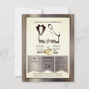 Invitation Mariage Tendance Feuille-Dor-Argent-Laiton