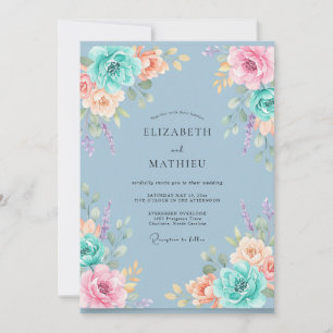 Invitation Mariage Tendre Floral Embrassant Saphyr