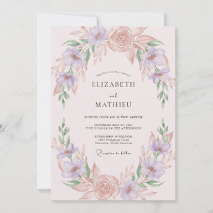 Invitation Mariage Tendre Rose Pâle de Printemps