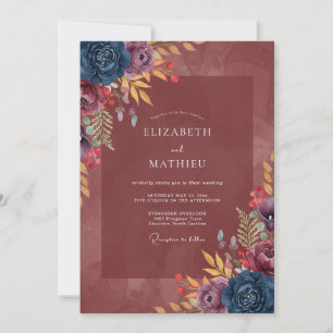 Invitation Mariage Terracotta Améthyste Pétales