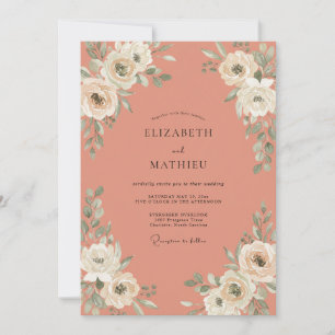 Invitation Mariage Terracotta Crème Ranunculus Eucalyptus