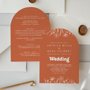 Invitation Mariage Terracotta Fleur Sauvage Blanche Avant & A