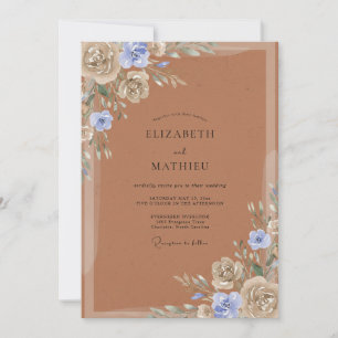 Invitation Mariage Terracotta Pervenche Gris Eucalyptus