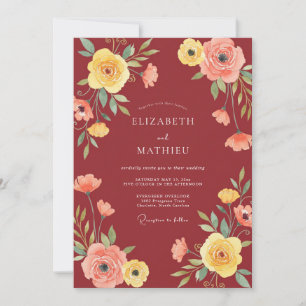 Invitation Mariage Terracotta Renoncule Eucalyptus Moutarde