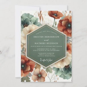 Invitation Mariage Terracotta Sarcelle Pictural