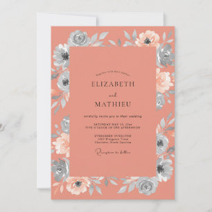 Invitation Mariage Terracotta Silver Petal