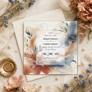 Invitation Mariage Terracotta Twilight et Fleurs de Nuit