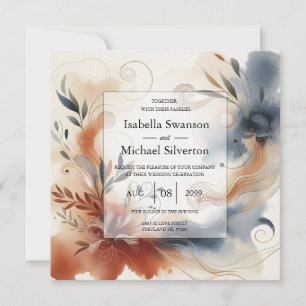Invitation Mariage Terracotta Twilight et Fleurs de Nuit