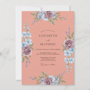 Invitation Mariage Terracotta Vintage Pivoine Mauve