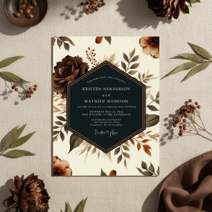 Invitation Mariage Terreux Floraison Brun