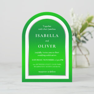 Invitation Mariage texte blanc vert gazon naturel