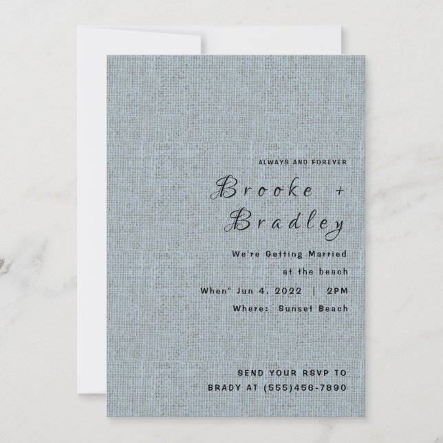 Invitation Mariage Texturé Gris (Devant)