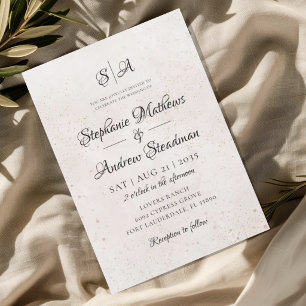 Invitation Mariage Texturé Ivoire Monogramme