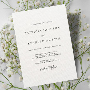 Invitation Mariage texturé moderne chic noir et blanc