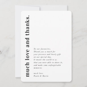 Invitation MARIAGE THANKS photo simple moderne message côté