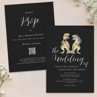 Mariage Thème Dinosaure Code QR Noir et Blanc