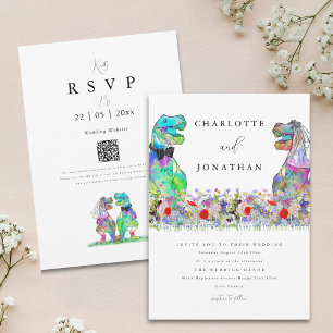 Invitation Mariage Thème Dinosaures Fleur Sauvage