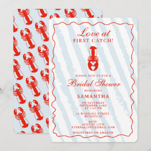 Invitation Mariage Thème Homard Cœur Rayures Bleues