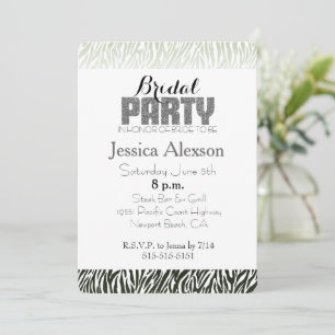 Invitation Mariage thème imprimé zèbre vert noir