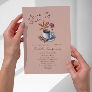 Invitation Mariage Thème Love Is Brewing Café Automnal