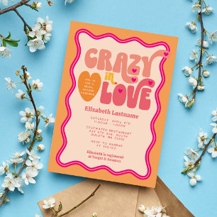 Invitation Mariage Thème Rétro Peach Orange Fou Amoureux Ente