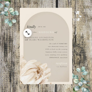 Invitation Mariage Tige Florale Beige Moderne