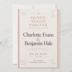 Invitation Mariage Timbre-Poste Vintage