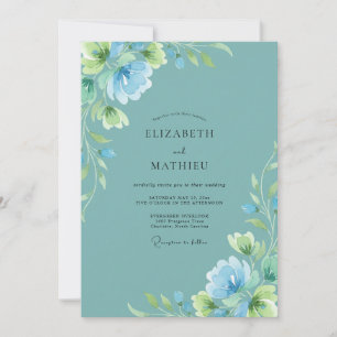 Invitation Mariage Timeless Dusty Aqua Pivoine