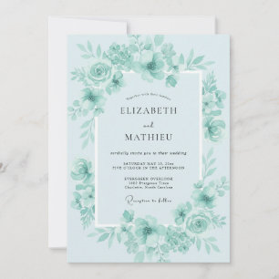 Invitation Mariage Timeless Mint Aqua Pivoine