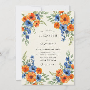 Invitation Mariage Timeless Orange Cobalt Coquelicot